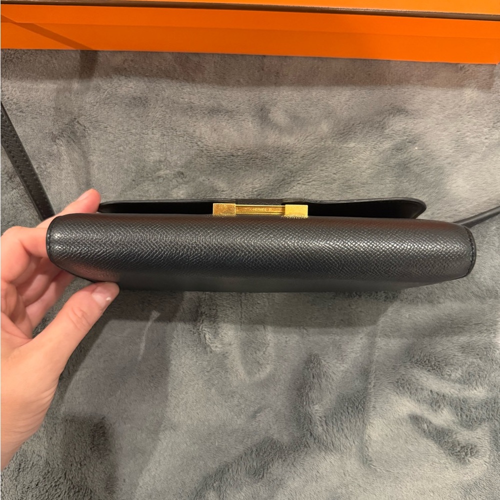 Black Constance To Go Wallet on Strap - Gold Hardware - Picture 7 of 12